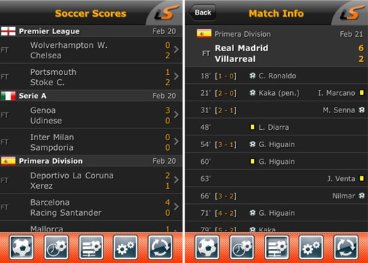 Live score voor de iPhone
