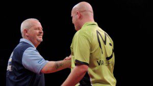 Darts World Grand Prix 2015 02 van Geerwen felicieert Thornton